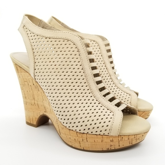 Franco Sarto Gizmo Perforated Wedge Sandals Sz 6.5 - Picture 1 of 8